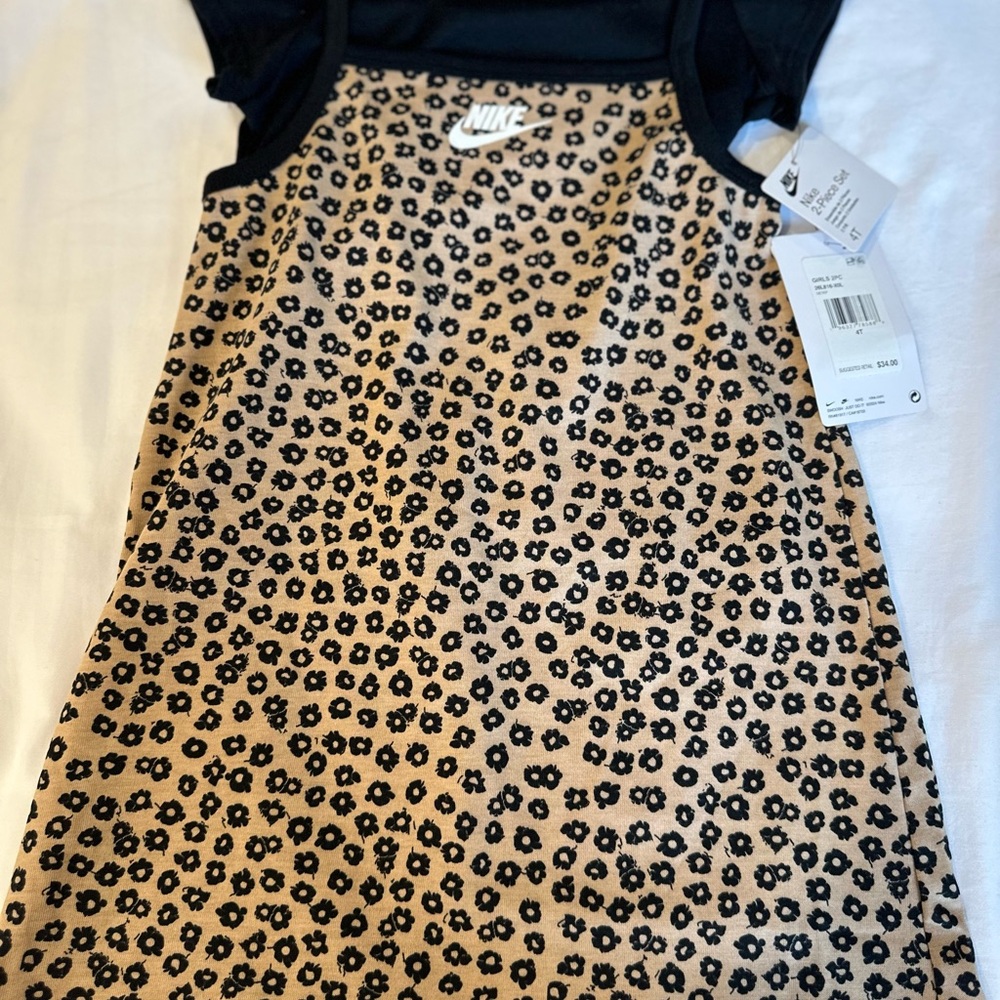 Nike Kids Casual Dress - Black and Tan Leopard Print 4T NWT